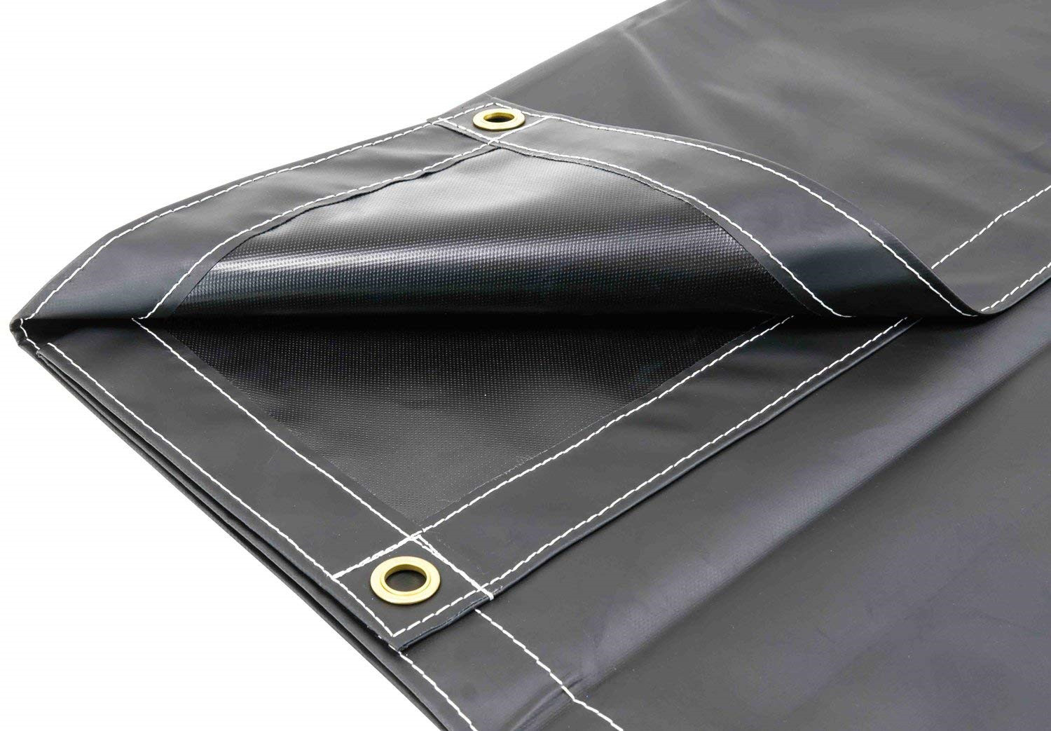 img_Heavy Duty Black 18oz Vinyl Utility Tarp Waterproof4